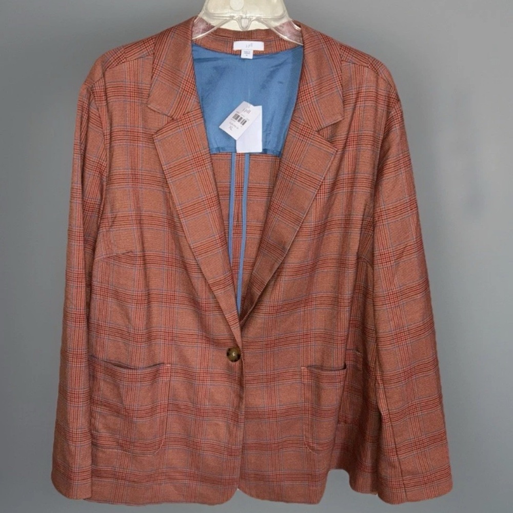 NWT J. Jill Mendocino Plaid Auburn Blazer Jacket XL